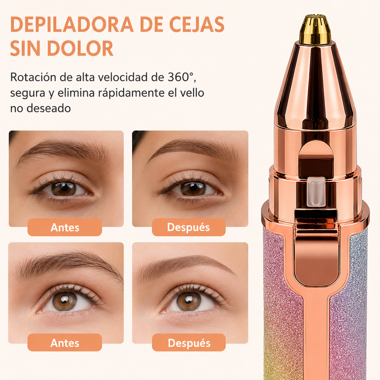 Depiladora facial 2 en 1 | Efecto purpurina